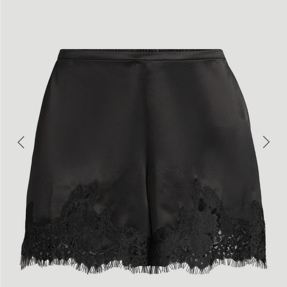 Reformation Pants - Reformation Fern Black Satin Lace-Trim Shorts Size S